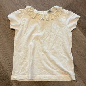 New Bonton White Kids Tee with Lace Collar